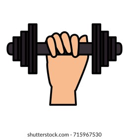 hand human with weight lifting device gym