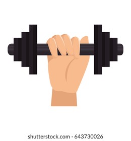 hand human with weight lifting equipment icon