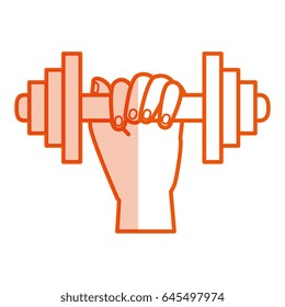hand human with weight lifting equipment icon