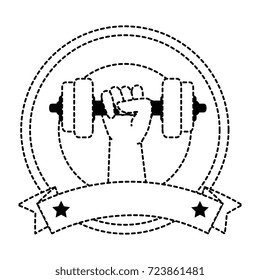 hand human with weight lifting isolated icon