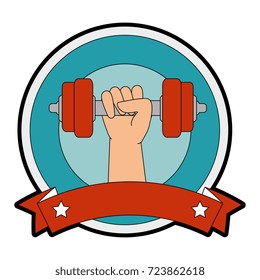 hand human with weight lifting isolated icon