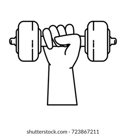hand human with weight lifting isolated icon