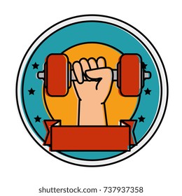 hand human with weight lifting isolated icon