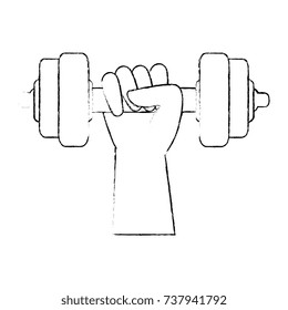 hand human with weight lifting isolated icon