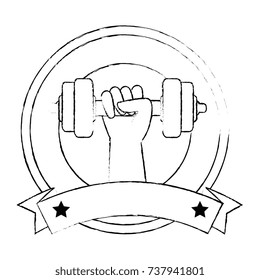 hand human with weight lifting isolated icon