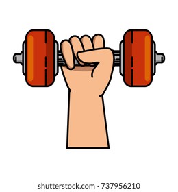 hand human with weight lifting isolated icon