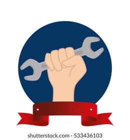 hand human with wrench labor day