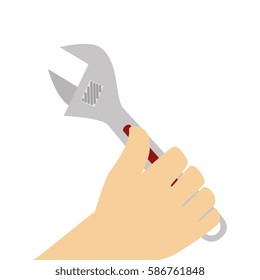 hand human with wrench tool isolated icon