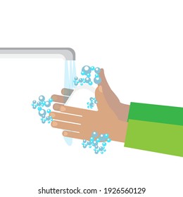 Hand hygiene. Children illustration. Liquid hand soap icon. Personal hygiene. Stock image. EPS 10.
