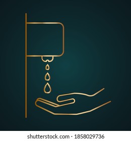 Icono del vector de limpieza de higiene manual. Metal de oro con fondo oscuro