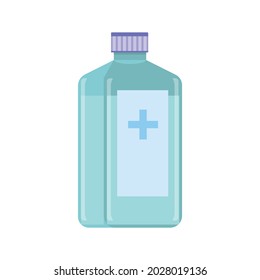 Hand hygiene flat composition with isolated image of bottle with disinfectant vector illustration