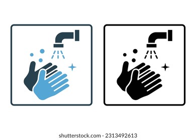 Hand hygiene icon. icon related to hygiene, washing hands. Solid icon style design. Simple vector design editable