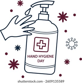 Hand Hygiene Illustration: An image highlighting the importance of hand hygiene practices, with a focus on the hand sanitizer and other decorative elements in the surrounding area. 