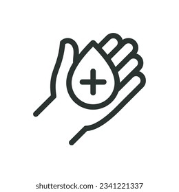 Hand hygiene isolated icon, hand disinfection line symbol, hand washing vector icon with editable stroke