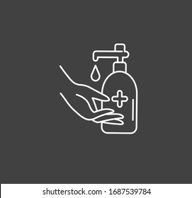 Hand hygiene line icon. Simple Minimal Pictogram. Personal hygiene, disease prevention and healthcare hand washing.