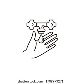 Hand hygiene line icon. Simple Minimal Pictogram. Personal hygiene, disease prevention and healthcare hand washing.