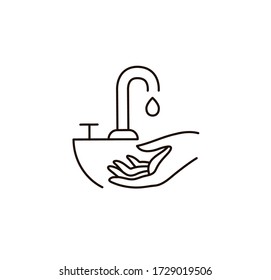 Hand hygiene line icon. Simple Minimal Pictogram. Personal hygiene, disease prevention and healthcare hand washing.
