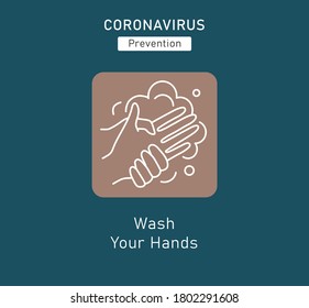 Hand hygiene line icon. Simple Minimal Pictogram. Personal hygiene, disease prevention and healthcare hand washing.