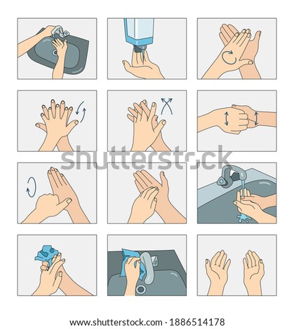 Hand hygiene with soap and water. Proper Hand Washing Technique. Handwashing step by step.