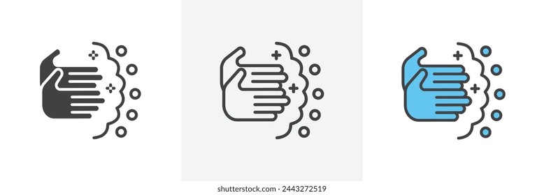 Hand Hygiene and Washing Icons. Sanitization and Antibacterial Practice Symbols.