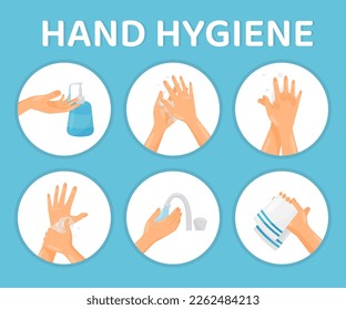 Hand Hygiene and Washing Instruction Design Vector Template