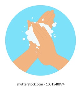 Hand hygiene. Washing with soap palm to palm vector illustration design
