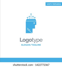 Hand, Hypnosis, Data, Psychology Blue Solid Logo Template. Place for Tagline