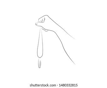 hand in hypnosis position, line art