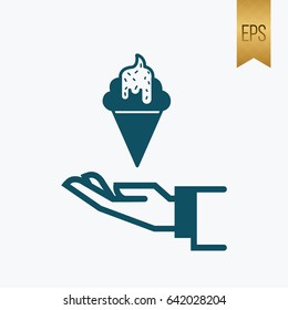 Hand and Ice Cream Icon Vector Symbol Design Illustration