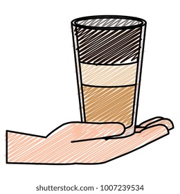 hand with iced delicious coffee icon