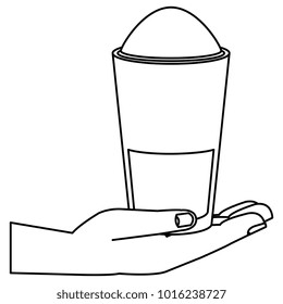 hand with iced delicious coffee icon