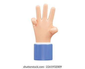 Hand icon 3d illustration vector element transparent rendering