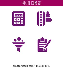 hand icon. 4 hand set with filter, construction and tools, register and business and finance vector icons for web and mobile app