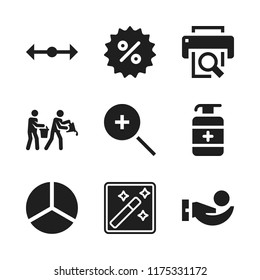 hand icon. 9 hand vector icons set. money, cursor and pie chart icons for web and design about hand theme