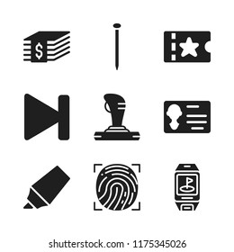 hand icon. 9 hand vector icons set. joystick, ticket and next icons for web and design about hand theme