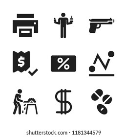 hand icon. 9 hand vector icons set. printer, drugs and handgun icons for web and design about hand theme