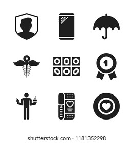 hand icon. 9 hand vector icons set. smartphone, pharmacy icon and security icons for web and design about hand theme