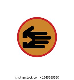 Hand icon with an arrow right in circle. Stock Vector illustration isolated on white background.