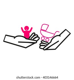 hand icon, baby, stroller