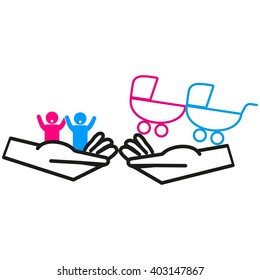 hand icon, baby, stroller