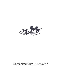 hand icon, baby, stroller