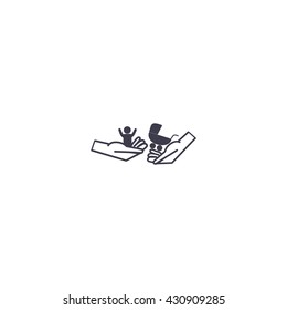hand icon, baby, stroller