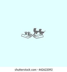 hand icon, baby, stroller