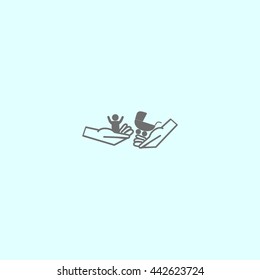 hand icon, baby, stroller