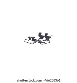 hand icon, baby, stroller