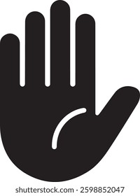 Hand icon, Black Silhouette Hand Symbol for Caution and Warning