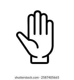 Hand icon. Black and white icon of human hand palm isolated on white background. Vector illustration