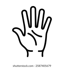 Hand icon. Black and white icon of human hand palm isolated on white background. Vector illustration