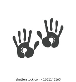 Hand Icon Black and White Vector on White Background