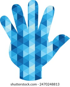 hand icon with blue monochrome color inside, hand icon vector illustration.